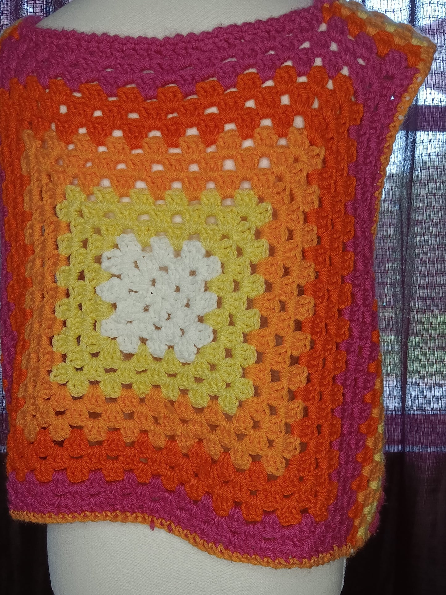 Neon Granny Square Cropped Top