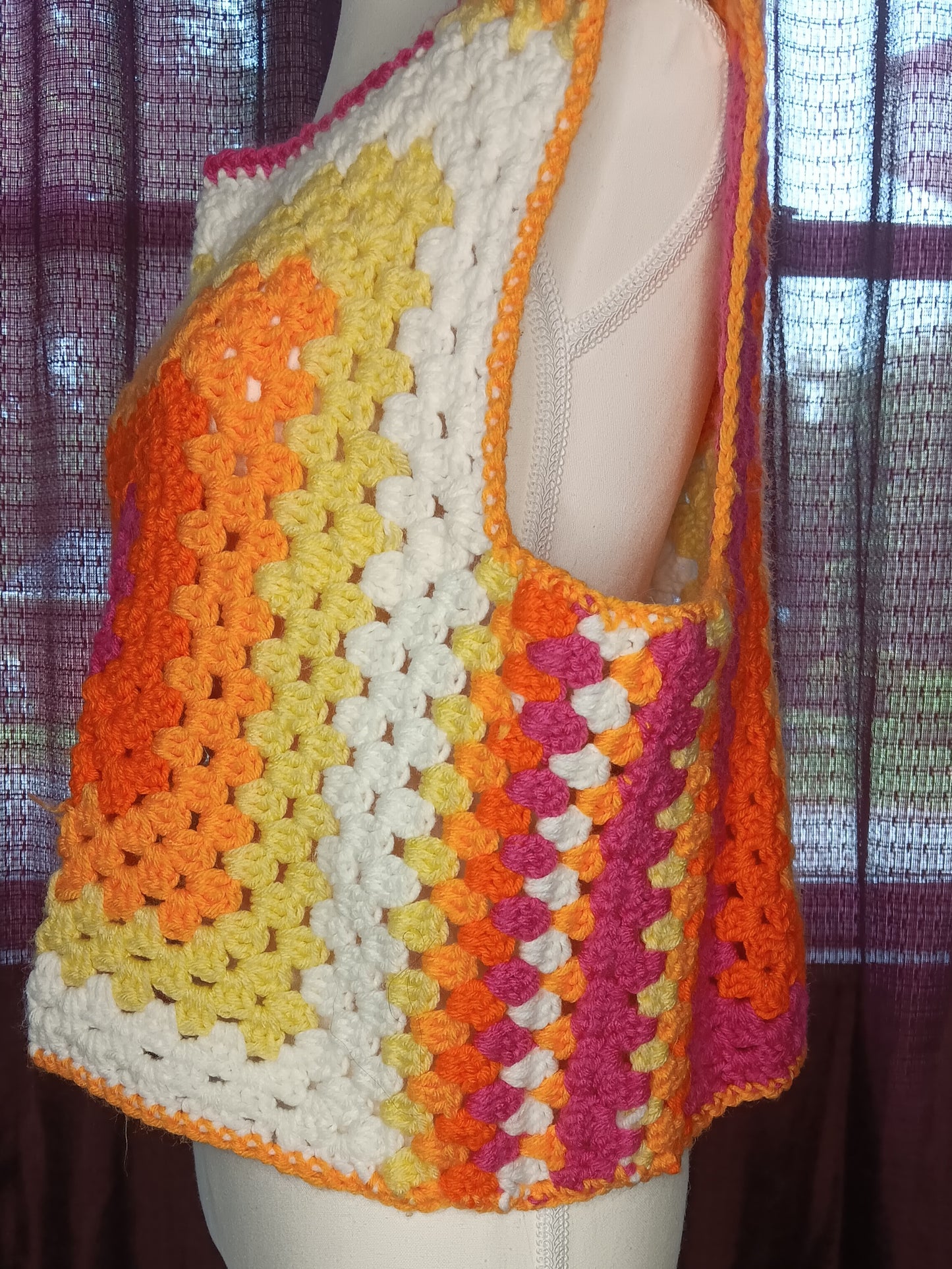 Neon Granny Square Cropped Top