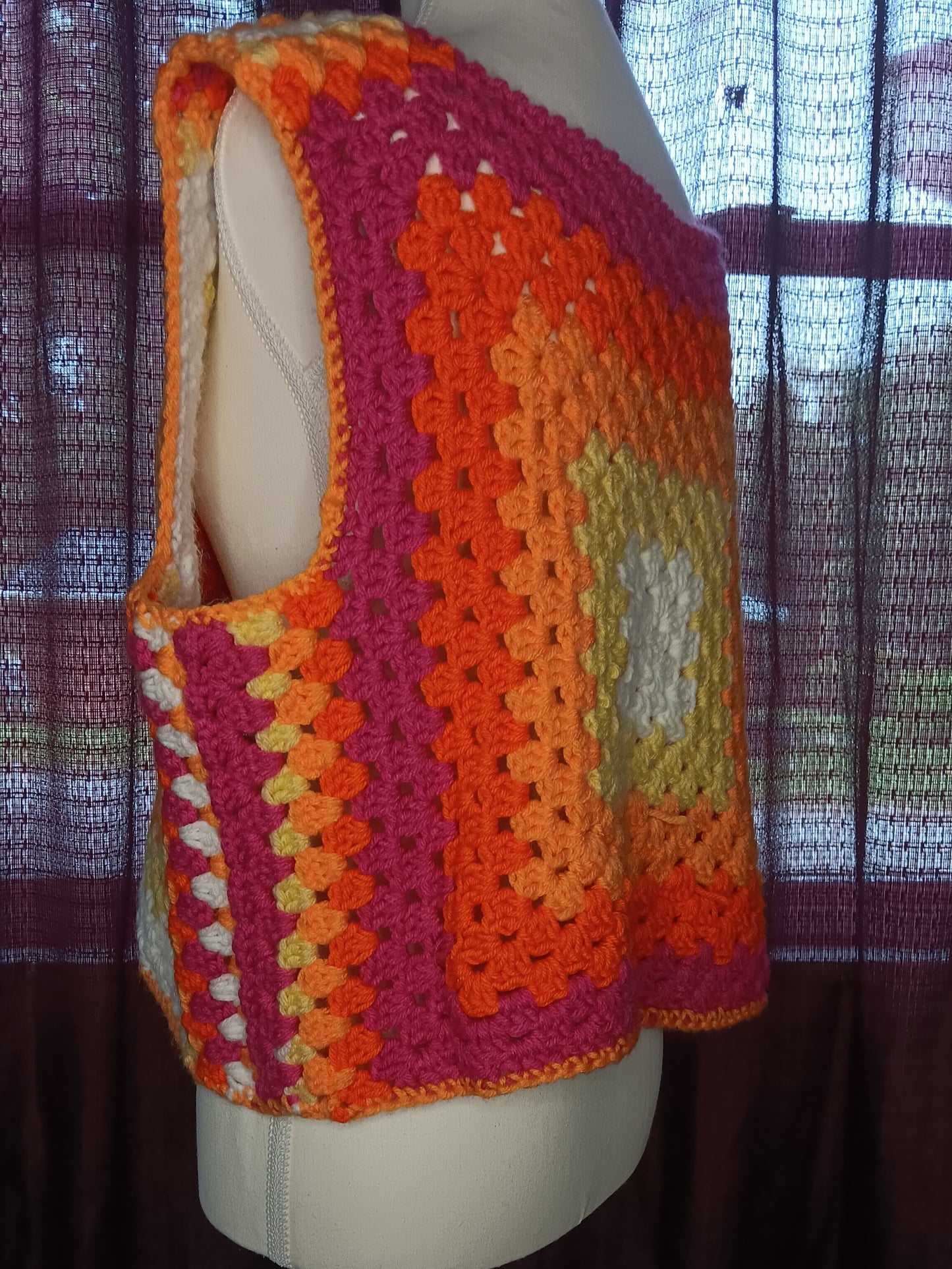 Neon Granny Square Cropped Top