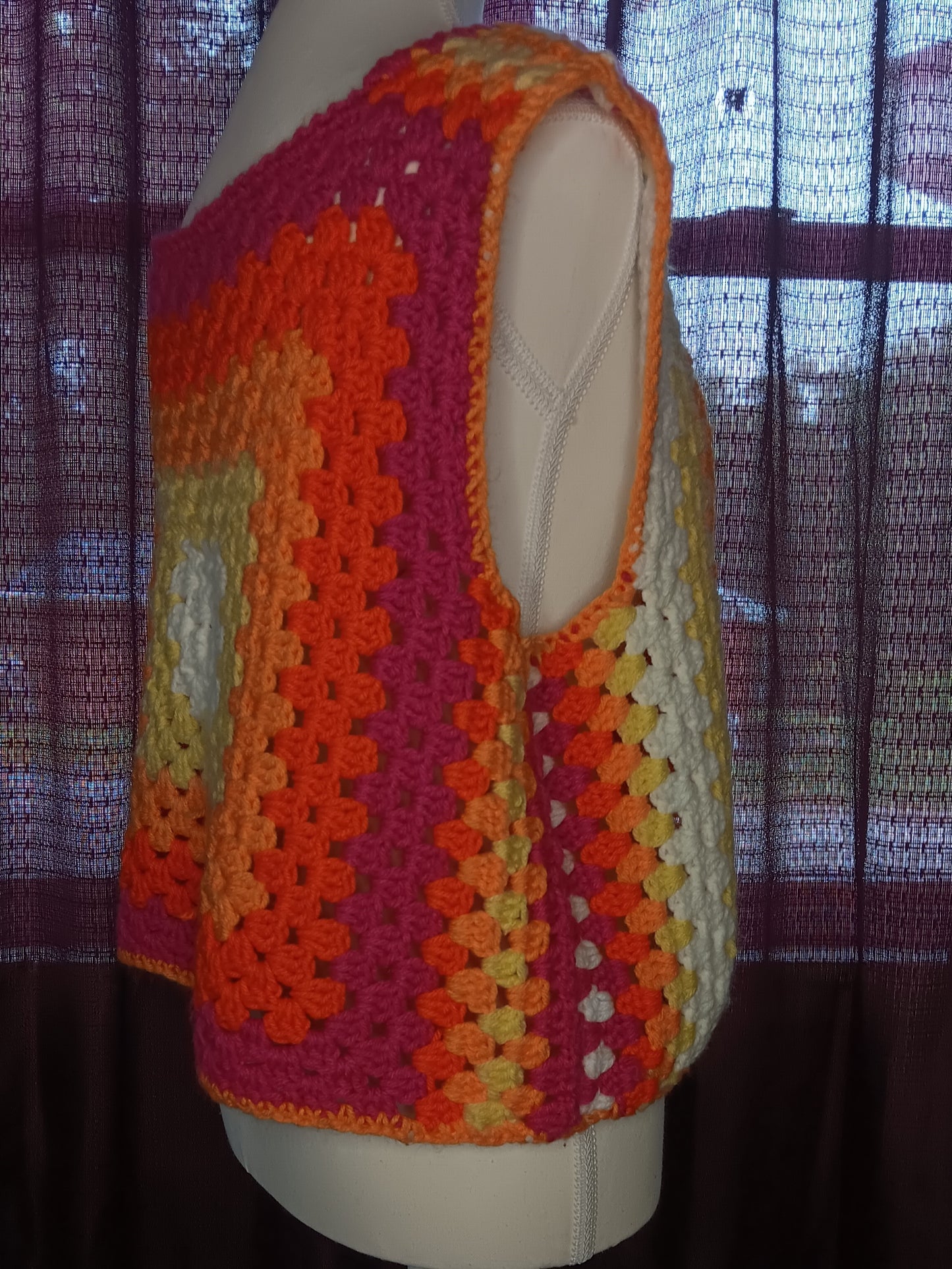 Neon Granny Square Cropped Top